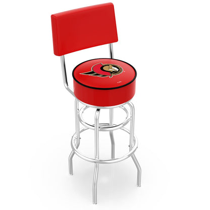 30" L7C4 - Chrome Double Ring Ottawa Senators Swivel Bar Stool with a Back by Holland Bar Stool Company