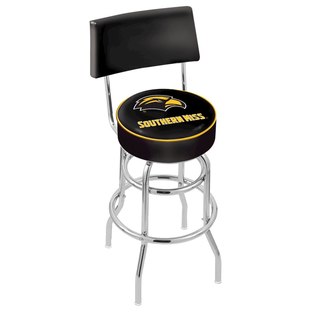 30" L7C4 - Chrome Double Ring Southern Miss Swivel Bar Stool with a Back by Holland Bar Stool Company