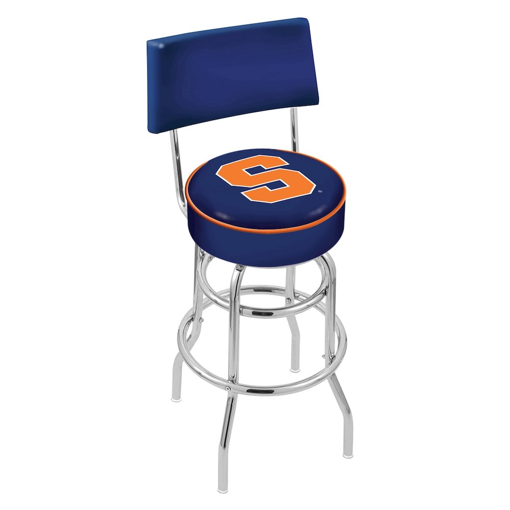 30" L7C4 - Chrome Double Ring Syracuse Swivel Bar Stool with a Back by Holland Bar Stool Company