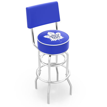 30" L7C4 - Chrome Double Ring Toronto Maple Leafs Swivel Bar Stool with a Back by Holland Bar Stool Company