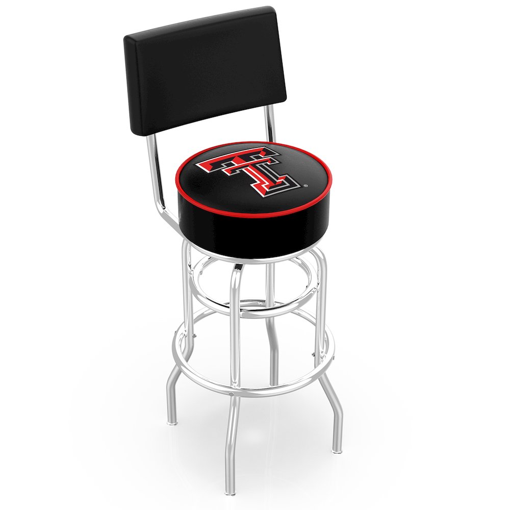 30" L7C4 - Chrome Double Ring Texas Tech Swivel Bar Stool with a Back by Holland Bar Stool Company