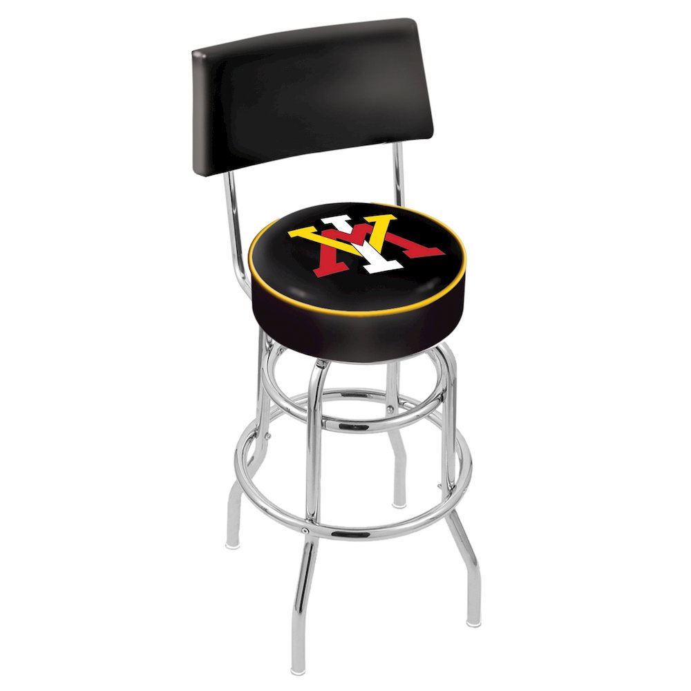 30" L7C4 - Chrome Double Ring Virginia Military Institute Swivel Bar Stool with a Back by Holland Bar Stool Company