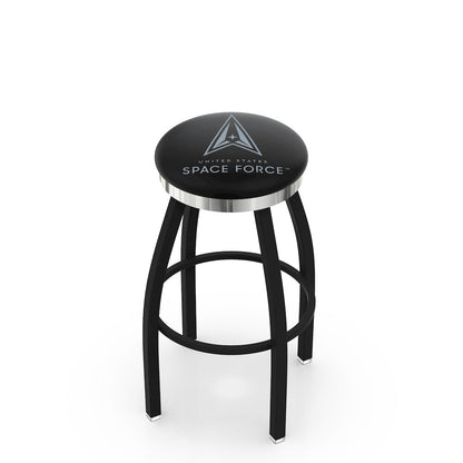 U.S. Space Force 30" Swivel Bar Stool with a Black Wrinkle and Chrome Finish
