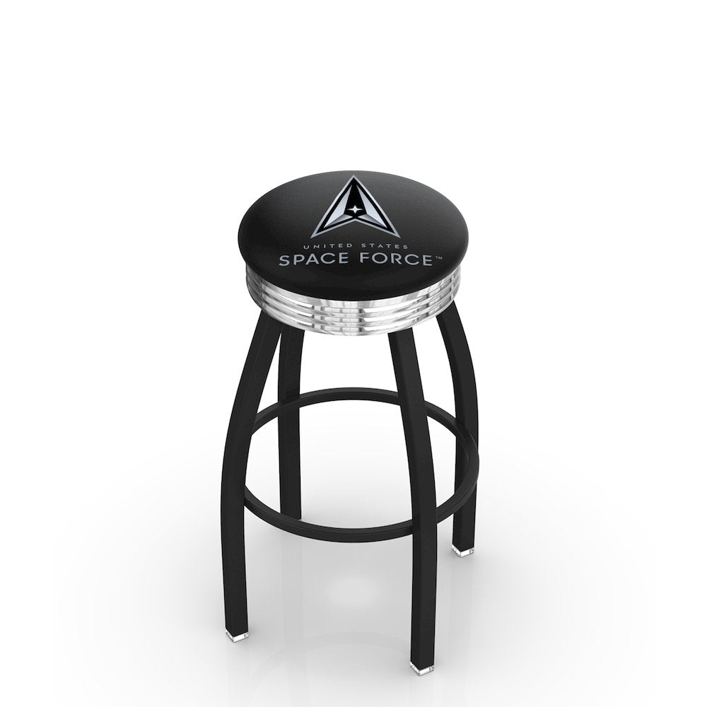 U.S. Space Force 30" Swivel Bar Stool with a Black Wrinkle and Chrome Finish