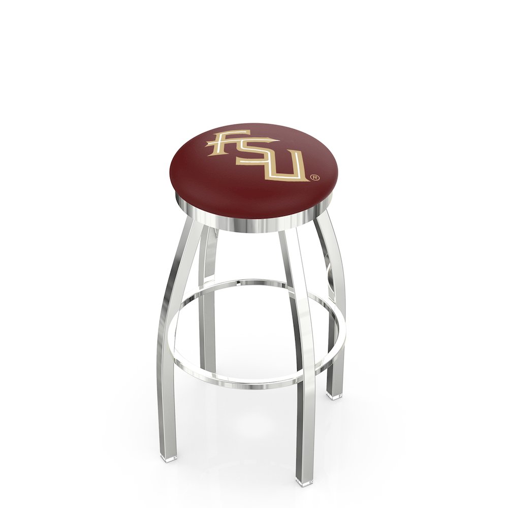 36" L8C2C - Chrome Florida State (Script) Swivel Bar Stool with Accent Ring by Holland Bar Stool Company
