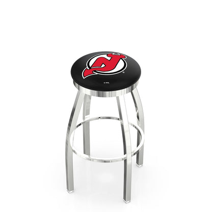 36" L8C2C - Chrome New Jersey Devils Swivel Bar Stool with Accent Ring by Holland Bar Stool Company