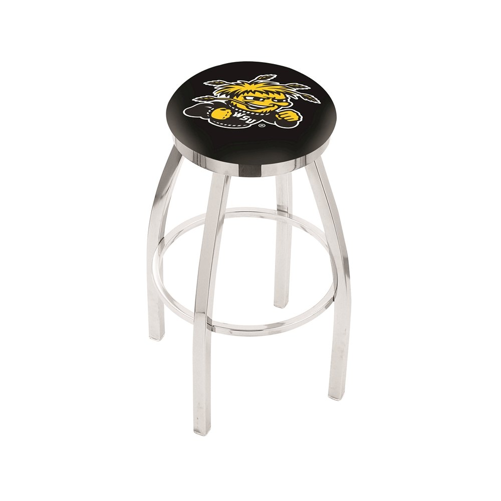 36" L8C2C - Chrome Wichita State Swivel Bar Stool with Accent Ring by Holland Bar Stool Company