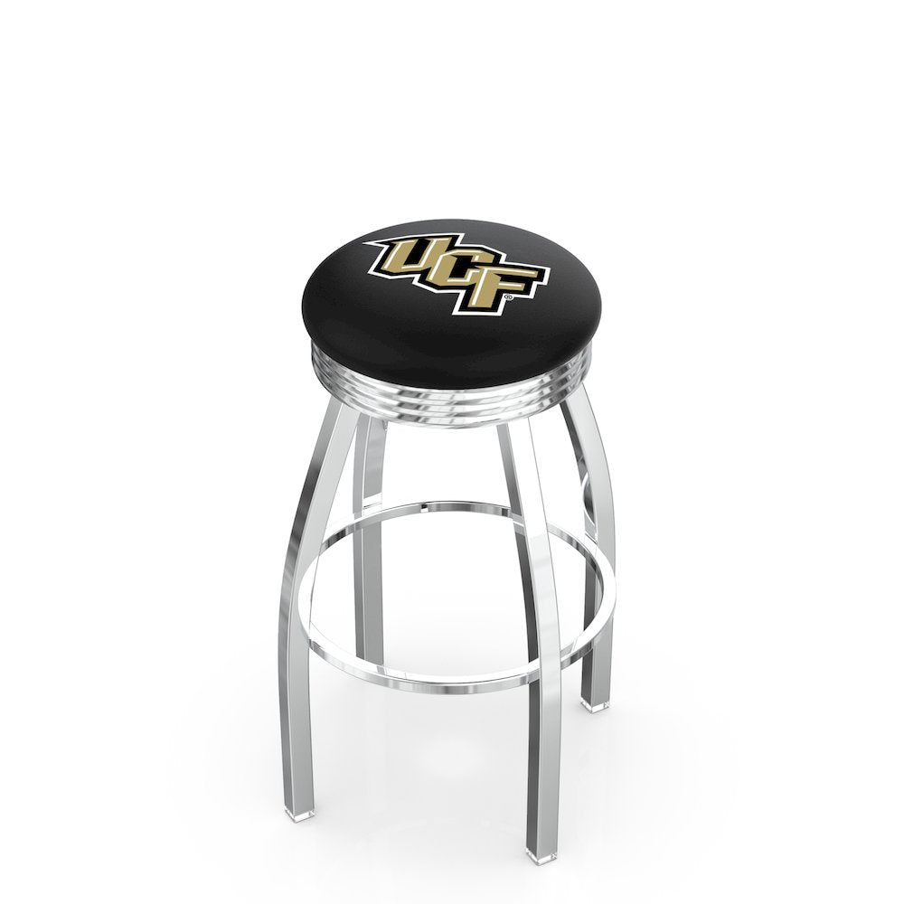 30" L8C3C - Chrome Central Florida Swivel Bar Stool with 2.5" Ribbed Accent Ring by Holland Bar Stool Company