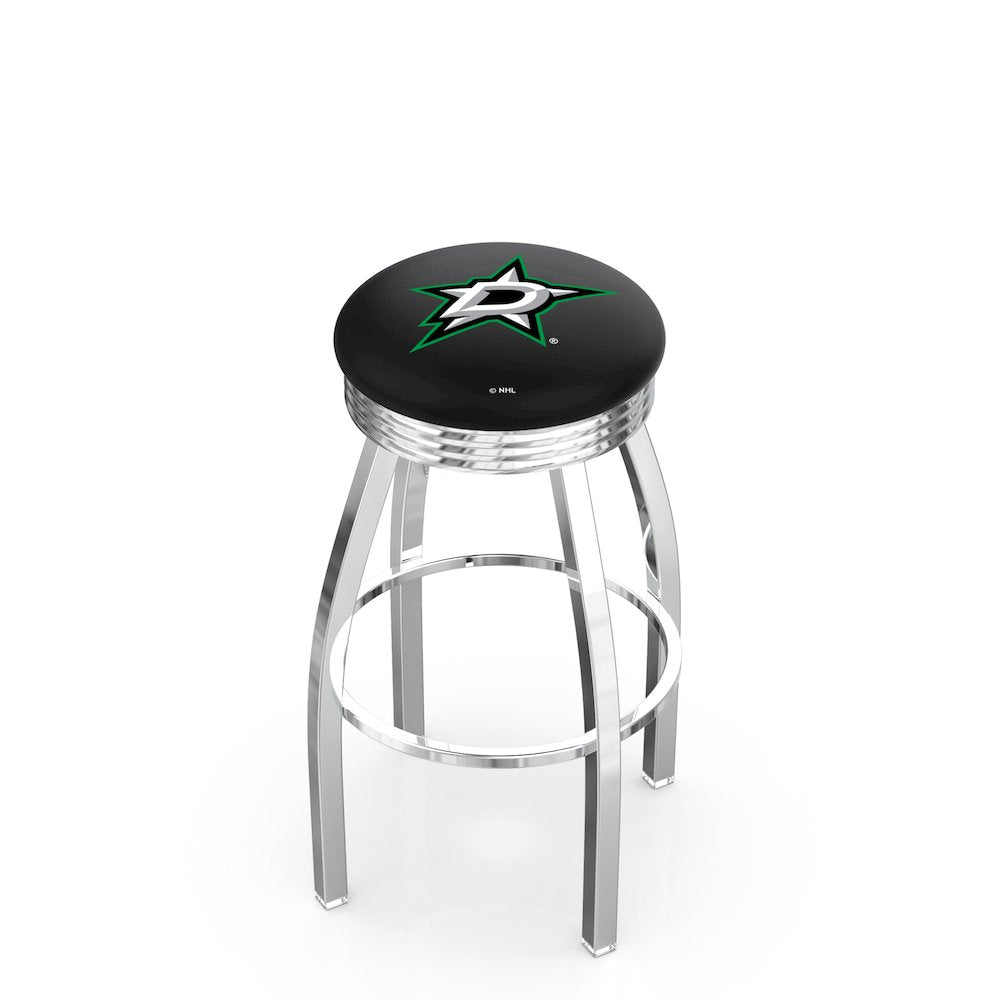 30" L8C3C - Chrome Dallas Stars Swivel Bar Stool with 2.5" Ribbed Accent Ring by Holland Bar Stool Company
