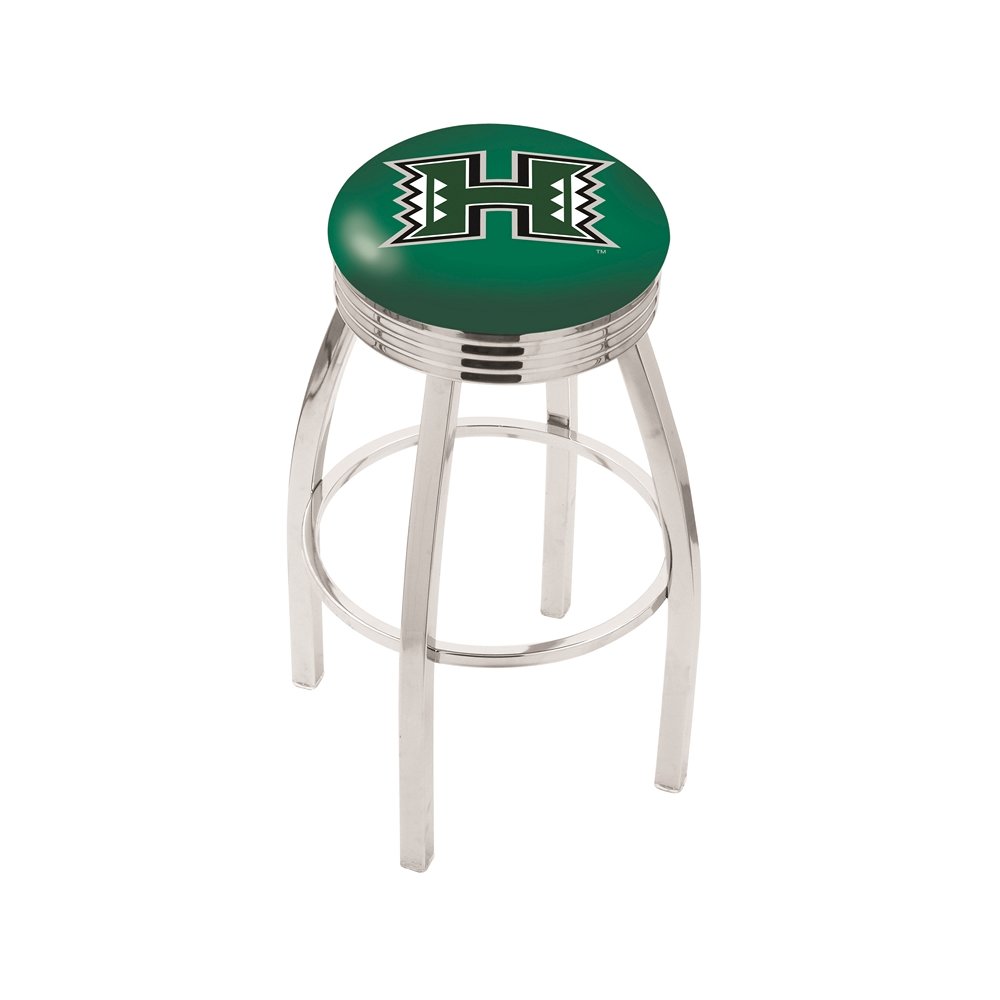 30" L8C3C - Chrome Hawaii Swivel Bar Stool with 2.5" Ribbed Accent Ring by Holland Bar Stool Company