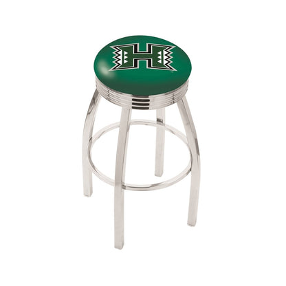 30" L8C3C - Chrome Hawaii Swivel Bar Stool with 2.5" Ribbed Accent Ring by Holland Bar Stool Company