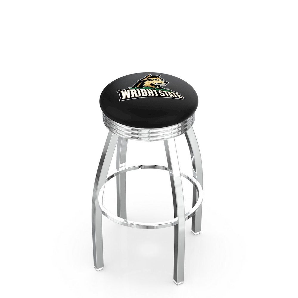 30" L8C3C - Chrome Wright State Swivel Bar Stool with 2.5" Ribbed Accent Ring by Holland Bar Stool Company