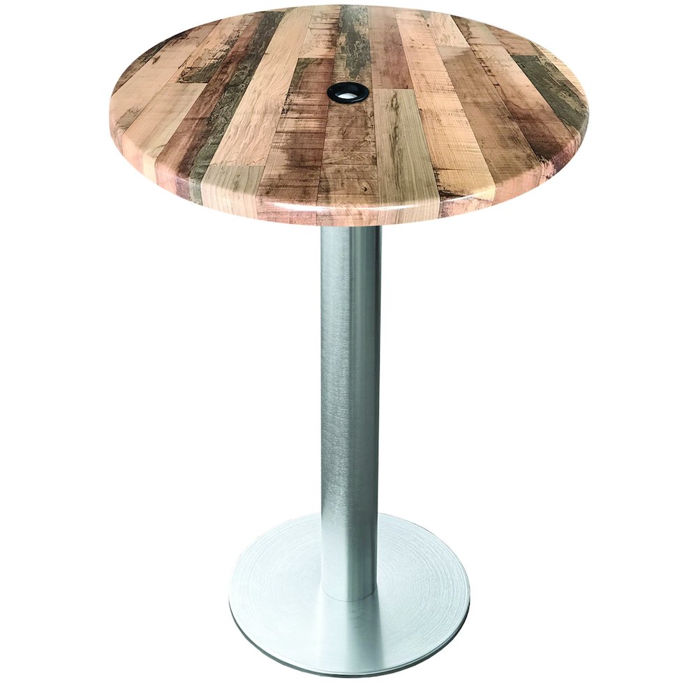 All-Season Table with 30" Diameter Rustic Top with Umbrella Hole