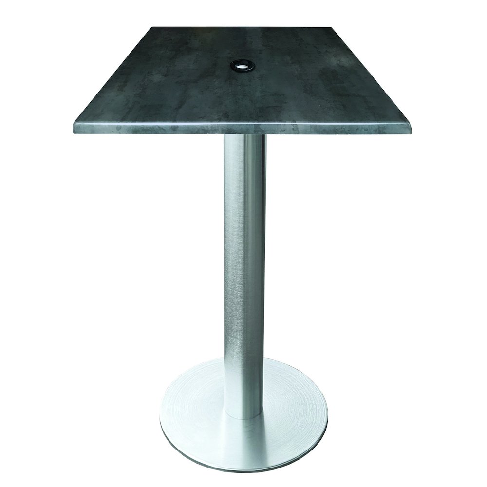 All-Season Table with 30" x 30" Square Black Steel Top with Umbrella Hole