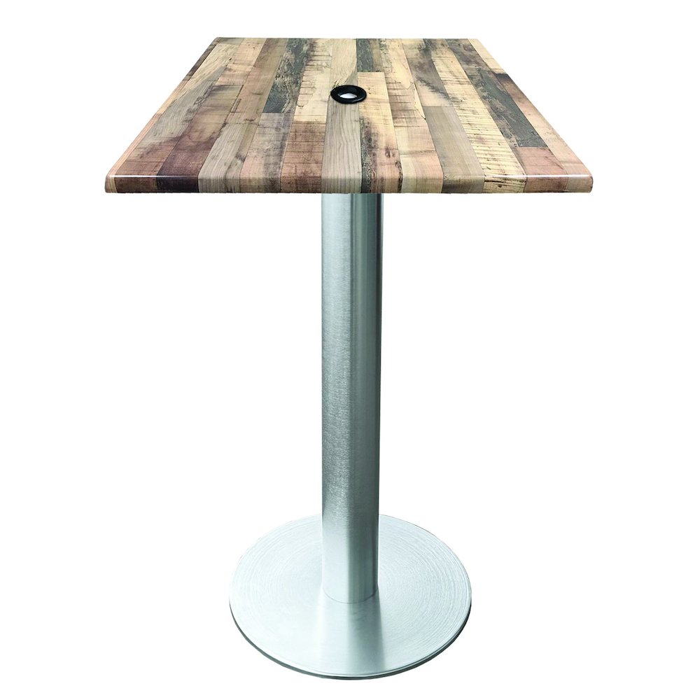 All-Season Table with 36" x 36" Square Rustic Top with Umbrella Hole