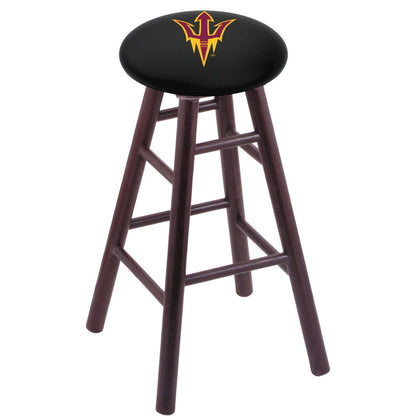 Oak Extra Tall Bar Stool in Dark Cherry Finish with Arizona State (Pitchfork) Seat