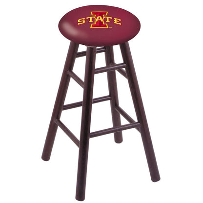 Oak Extra Tall Bar Stool in Dark Cherry Finish with Iowa State Seat