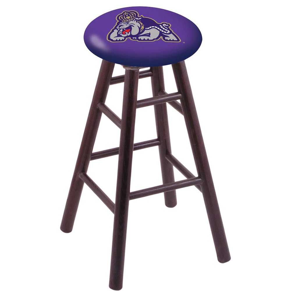 Oak Extra Tall Bar Stool in Dark Cherry Finish with James Madison Seat