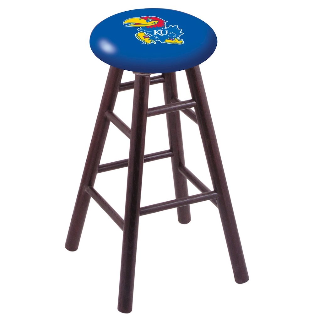 Oak Extra Tall Bar Stool in Dark Cherry Finish with Kansas Seat