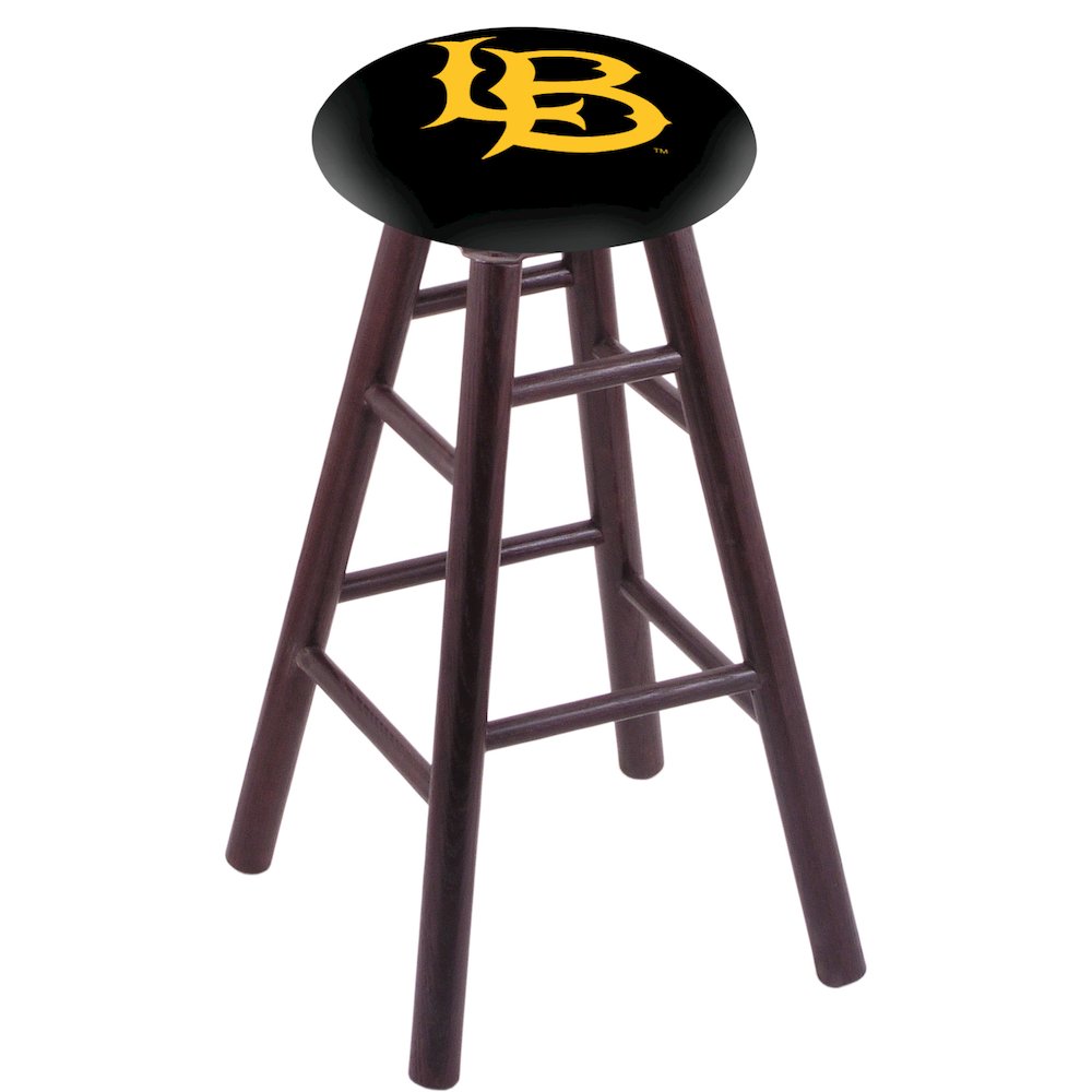 Oak Extra Tall Bar Stool in Dark Cherry Finish with Long Beach State University Seat