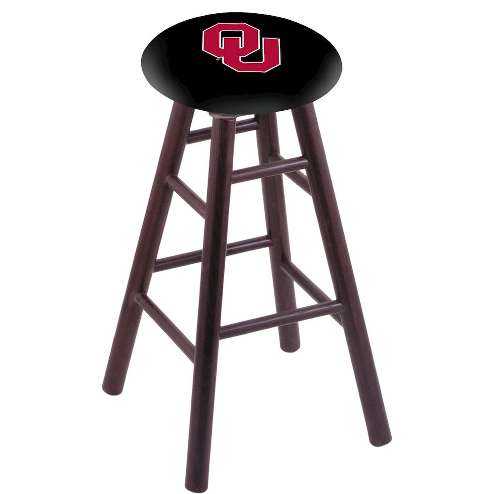 Oak Extra Tall Bar Stool in Dark Cherry Finish with Oklahoma Seat