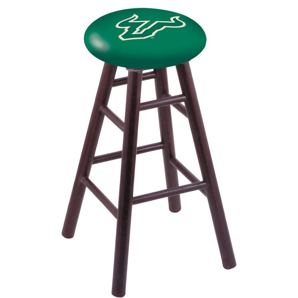 Oak Extra Tall Bar Stool in Dark Cherry Finish with South Florida Seat