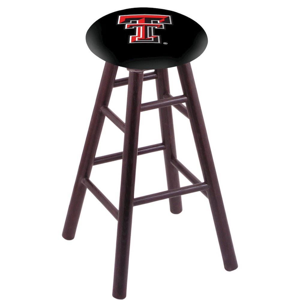 Oak Extra Tall Bar Stool in Dark Cherry Finish with Texas Tech Seat