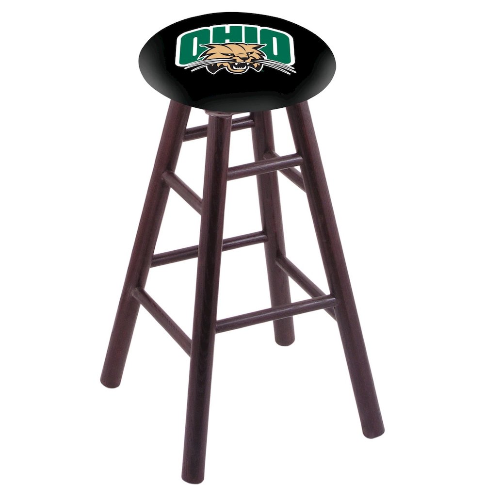 Oak Extra Tall Bar Stool in Dark Cherry Finish with Ohio University Seat