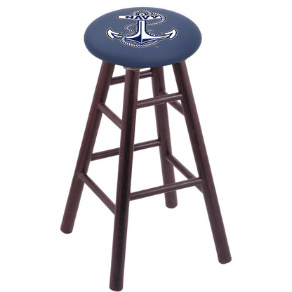 Oak Extra Tall Bar Stool in Dark Cherry Finish with US Naval Academy (NAVY) Seat