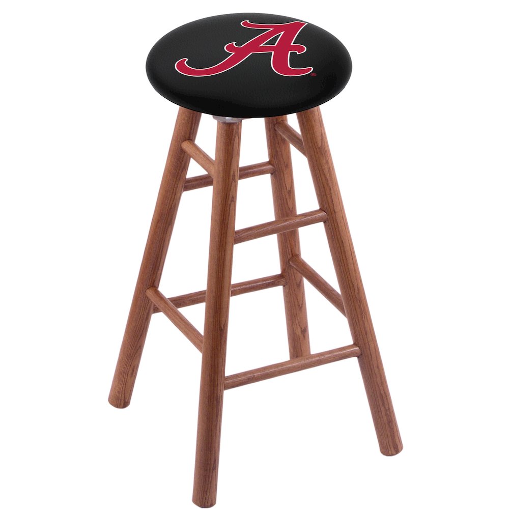 Oak Extra Tall Bar Stool in Medium Finish with Alabama Seat