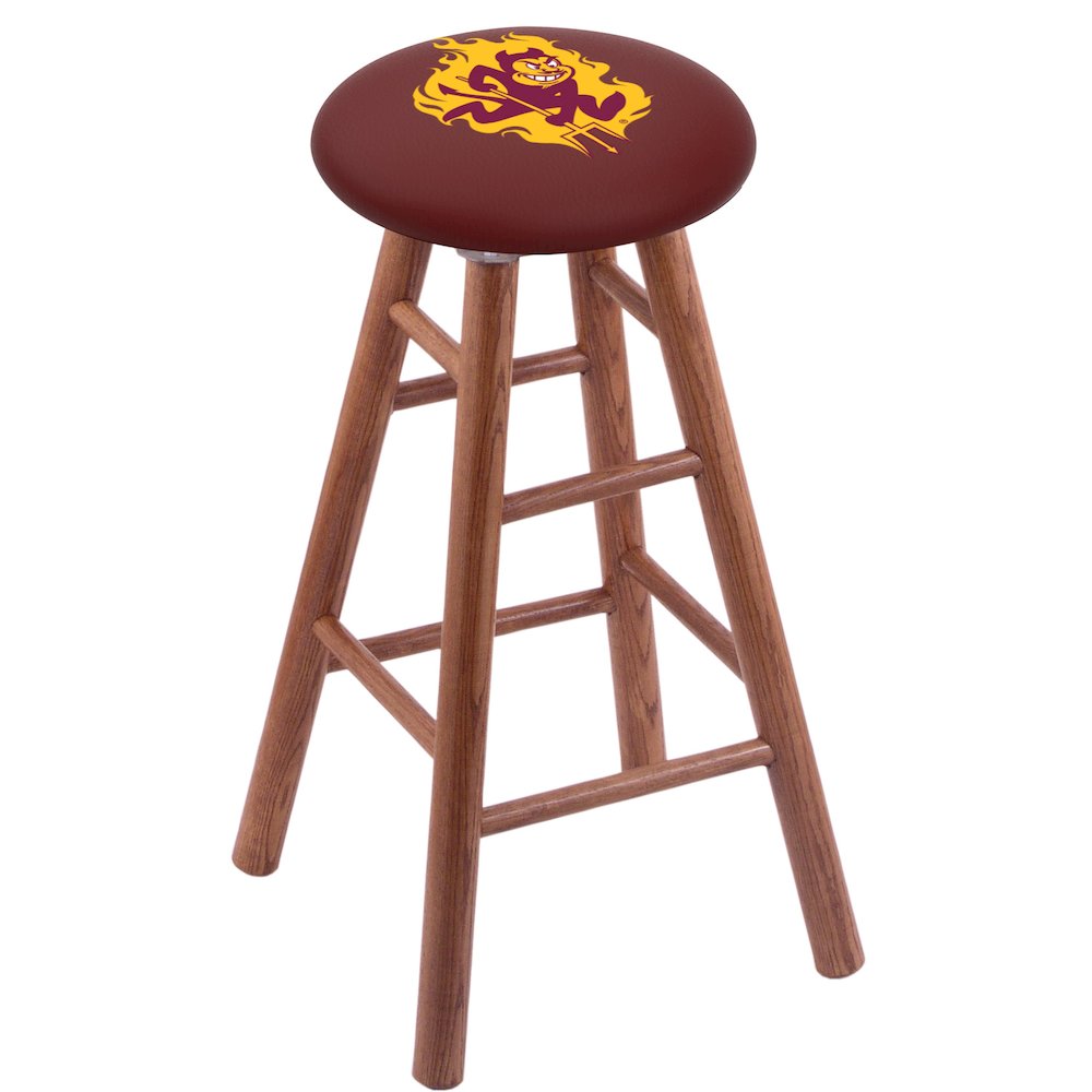 Oak Extra Tall Bar Stool in Medium Finish with Arizona State (Sparky) Seat