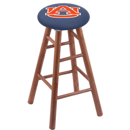 Oak Extra Tall Bar Stool in Medium Finish with Auburn Seat