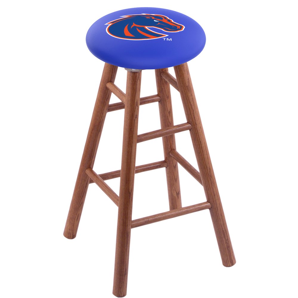 Oak Extra Tall Bar Stool in Medium Finish with Boise State Seat