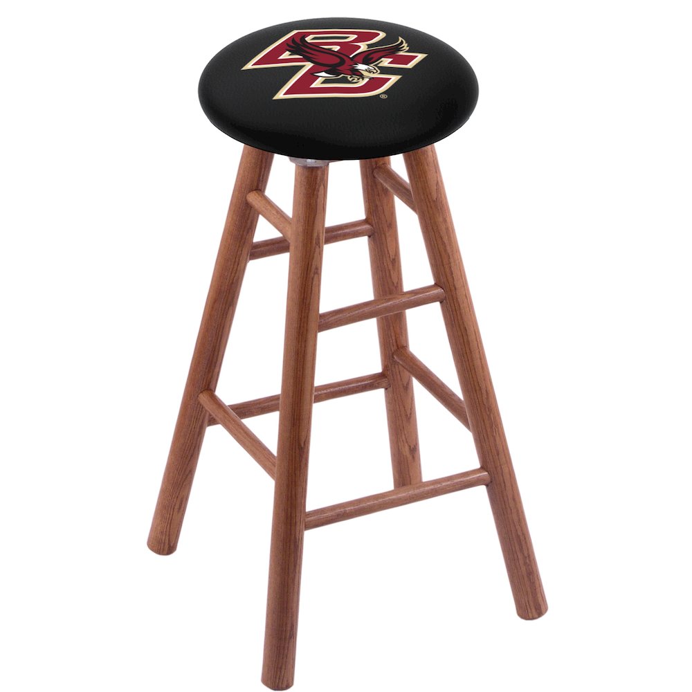 Oak Extra Tall Bar Stool in Medium Finish with Boston College Seat