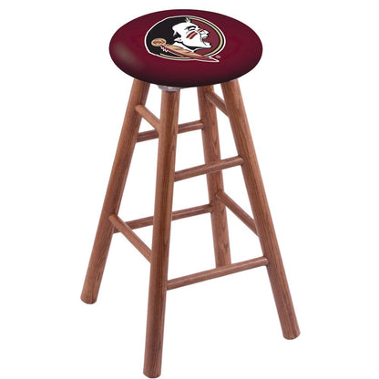 Oak Extra Tall Bar Stool in Medium Finish with Florida State (Head) Seat