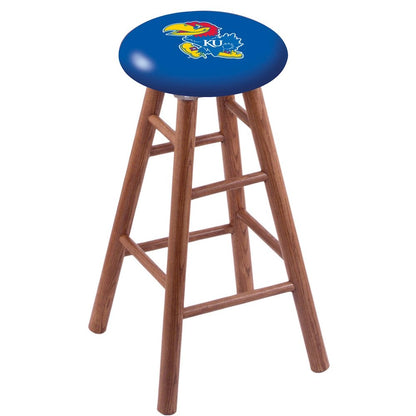 Oak Extra Tall Bar Stool in Medium Finish with Kansas Seat