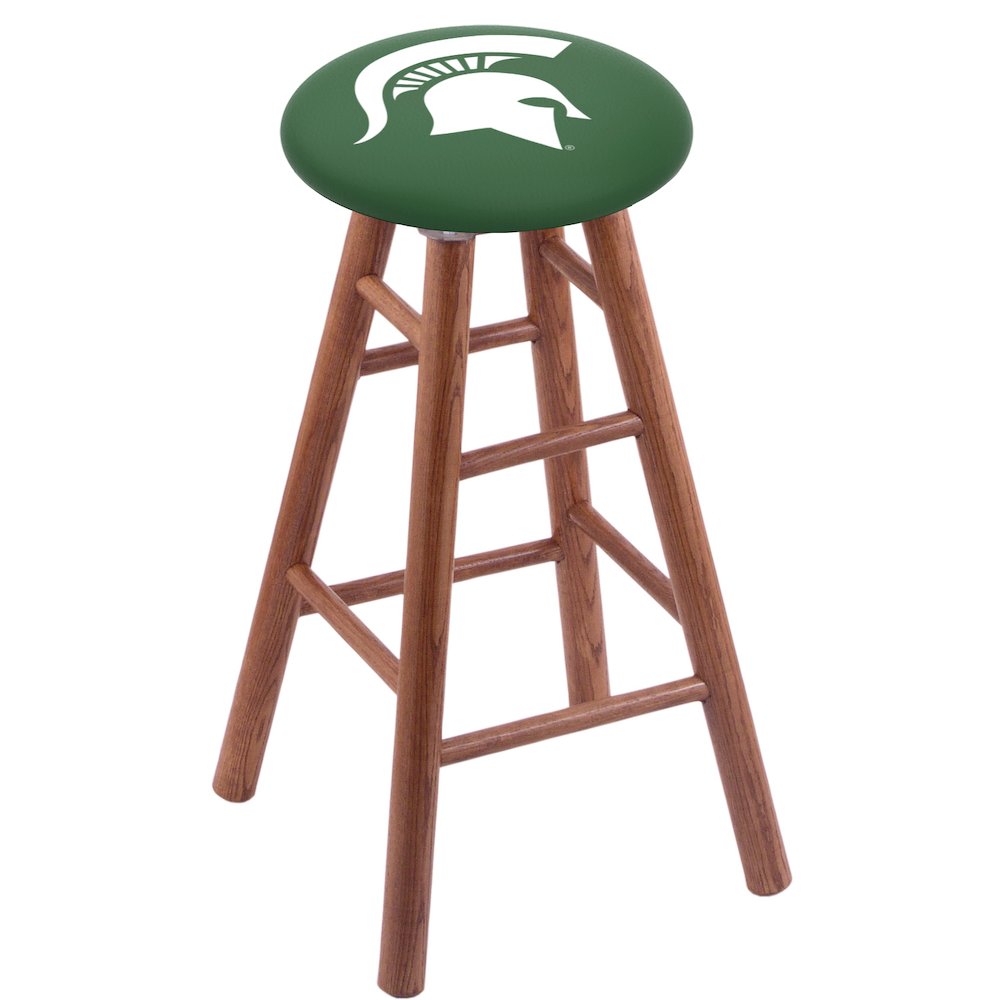 Oak Extra Tall Bar Stool in Medium Finish with Michigan State Seat