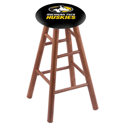Oak Extra Tall Bar Stool in Medium Finish with Michigan Tech Seat