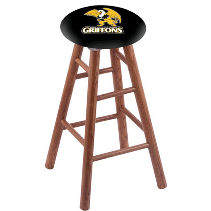 Oak Extra Tall Bar Stool in Medium Finish with Missouri Western State Seat