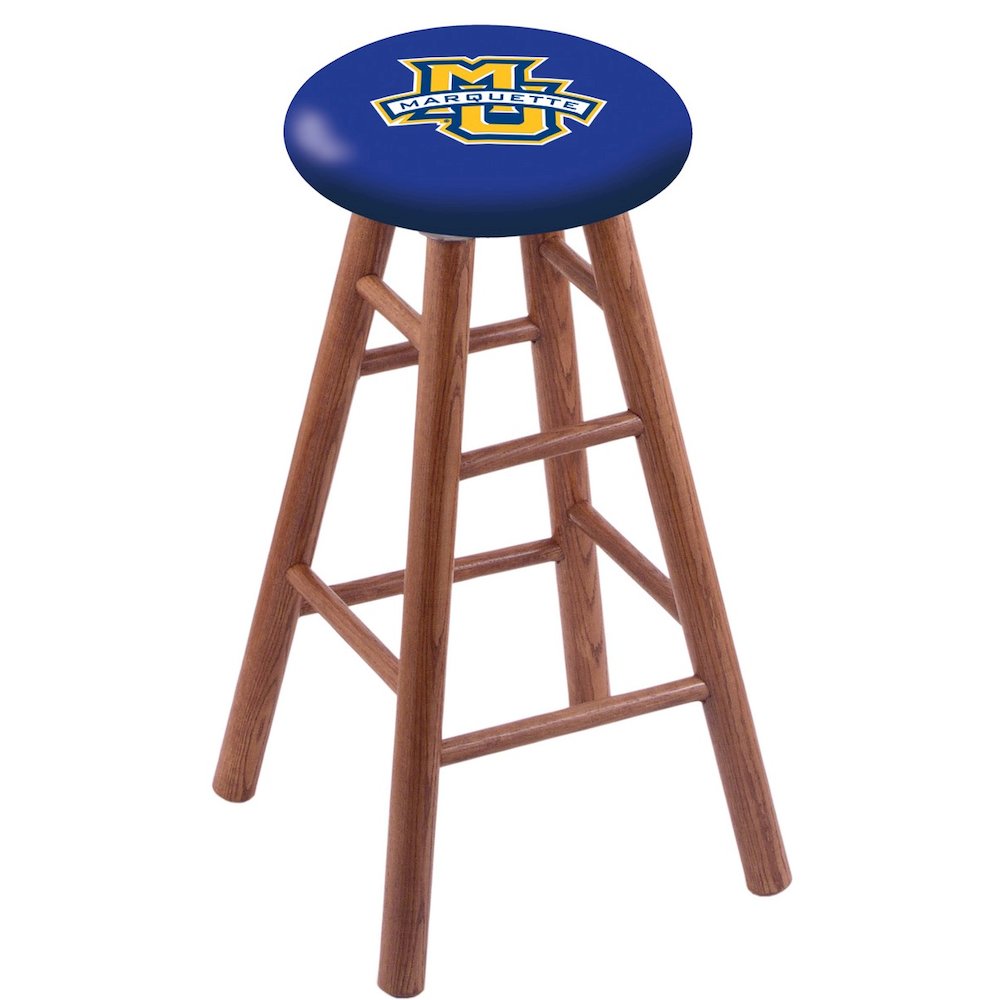 Oak Extra Tall Bar Stool in Medium Finish with Marquette University Seat