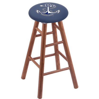 Oak Bar Stool in Medium Finish with US Naval Academy (NAVY) Seat