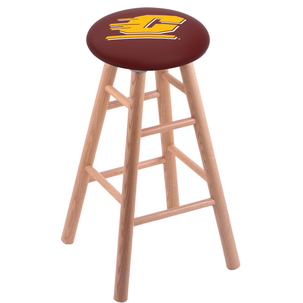 Oak Bar Stool in Natural Finish with Central Michigan Seat