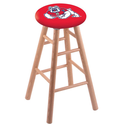 Oak Bar Stool in Natural Finish with Fresno State Seat
