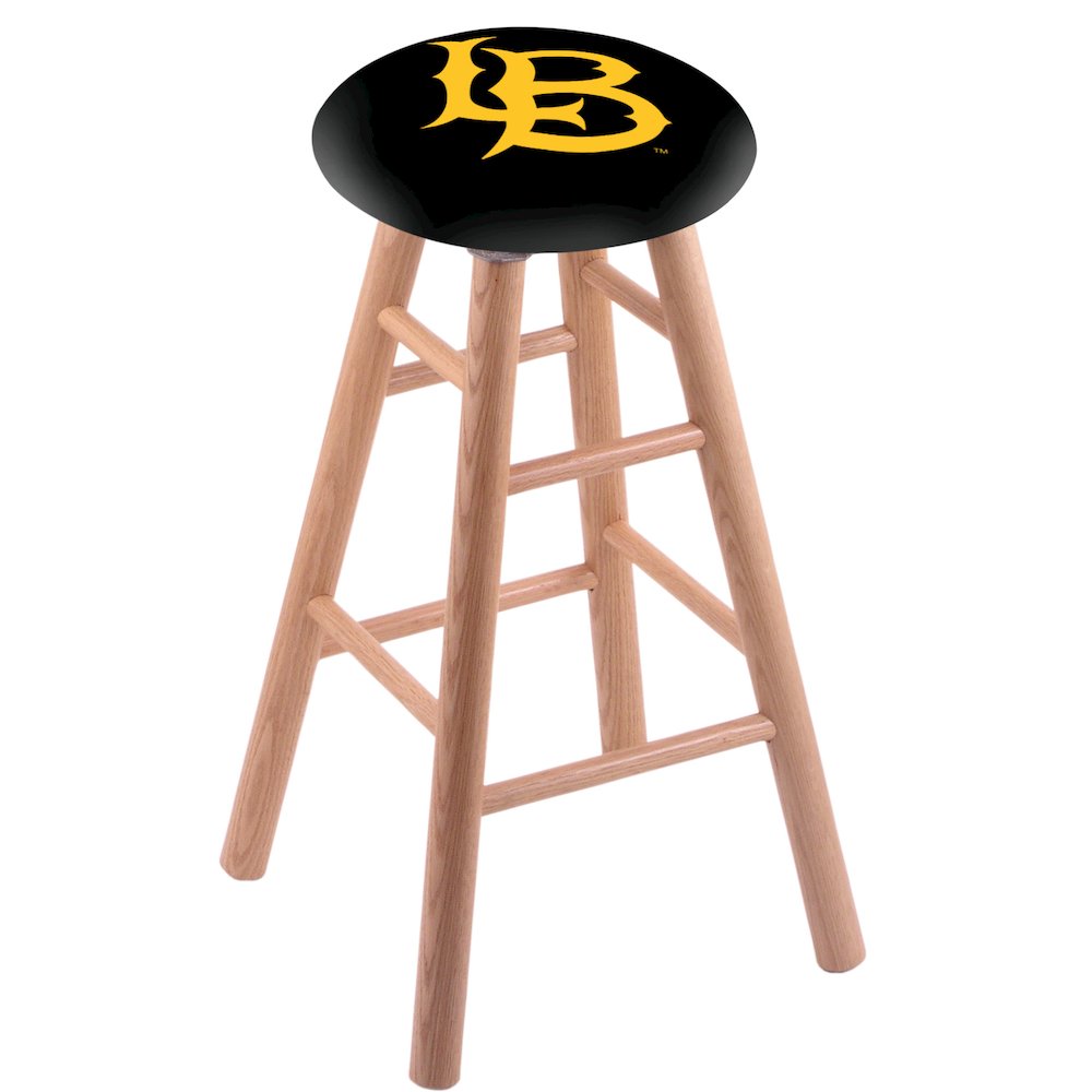 Oak Bar Stool in Natural Finish with Long Beach State University Seat