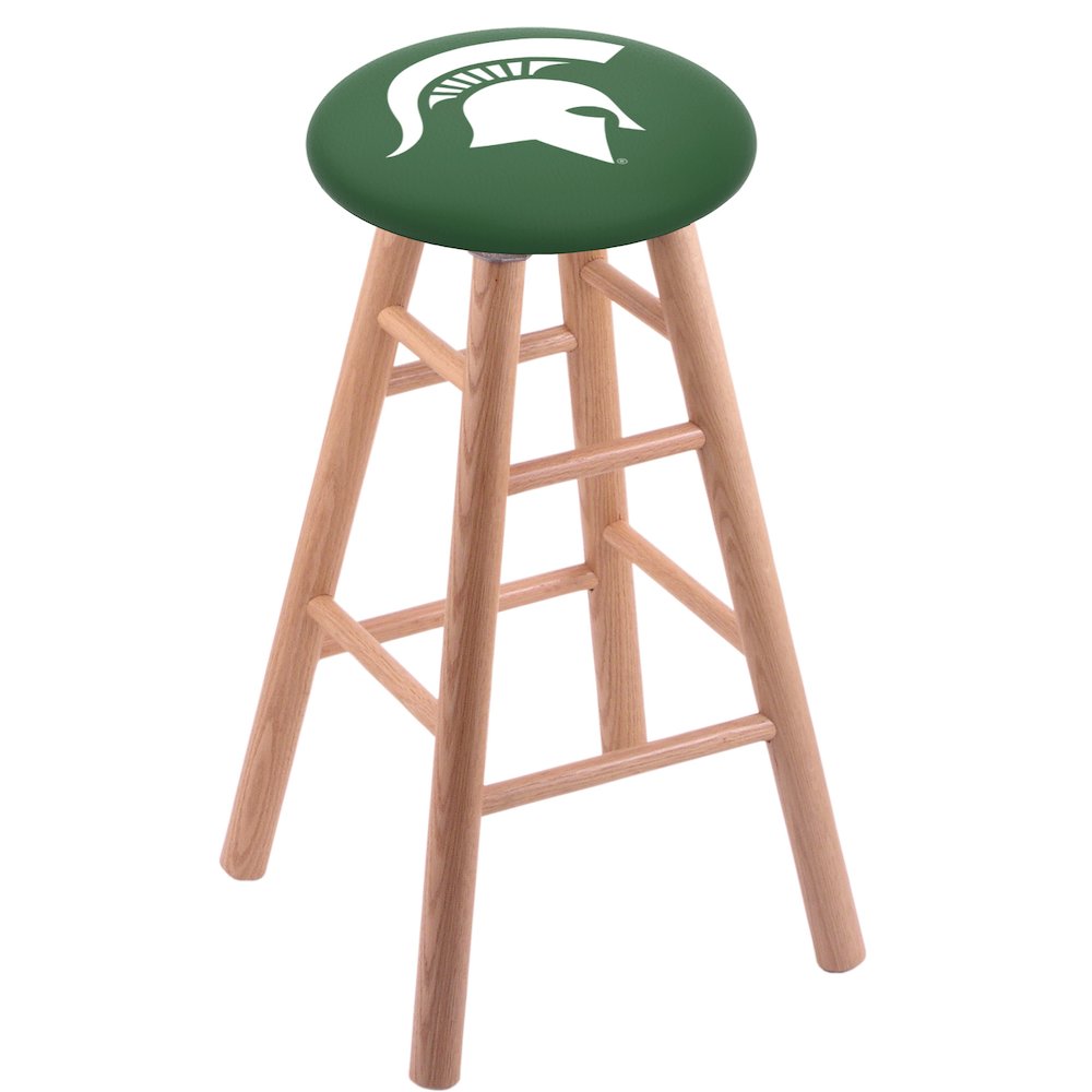 Oak Bar Stool in Natural Finish with Michigan State Seat