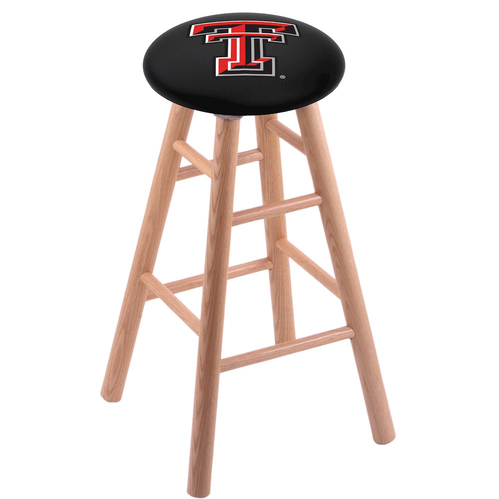 Oak Bar Stool in Natural Finish with Texas Tech Seat