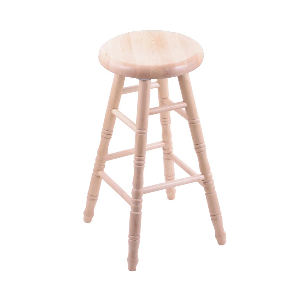 Maple Saddle Dish 30" Swivel Bar Stool with Turned Legs, Natural Finish