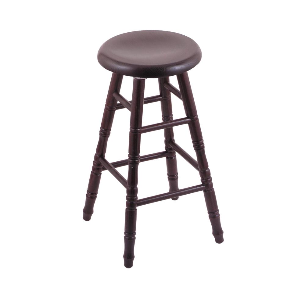 Oak Saddle Dish 36" Swivel Extra Tall Bar Stool with Turned Legs, Dark Cherry Finish