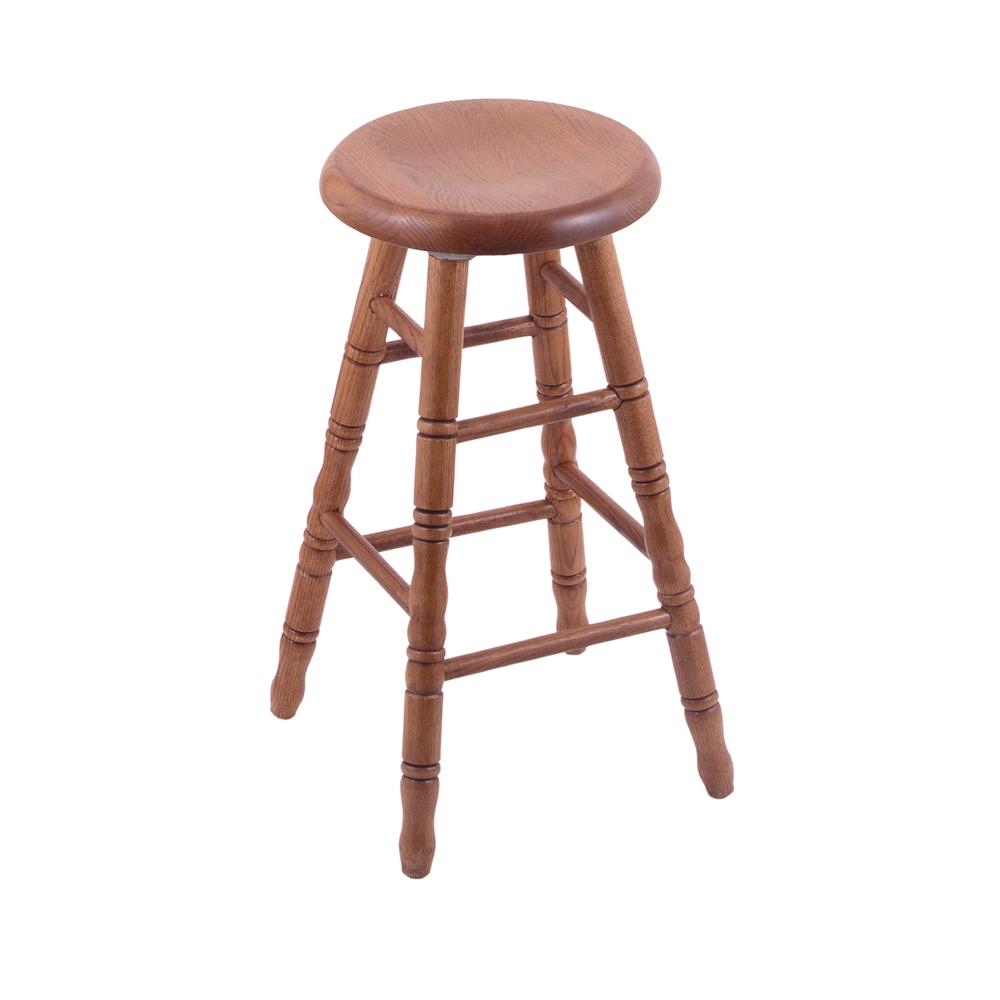 Oak Saddle Dish 30" Swivel Bar Stool with Turned Legs, Medium Finish