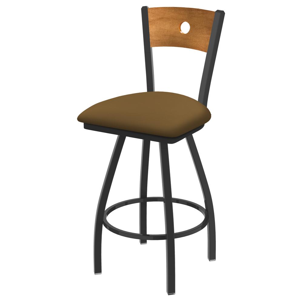 XL 830 Voltaire 30" Swivel Counter Stool with Pewter Finish, Medium Back, and Canter Saddle Seat